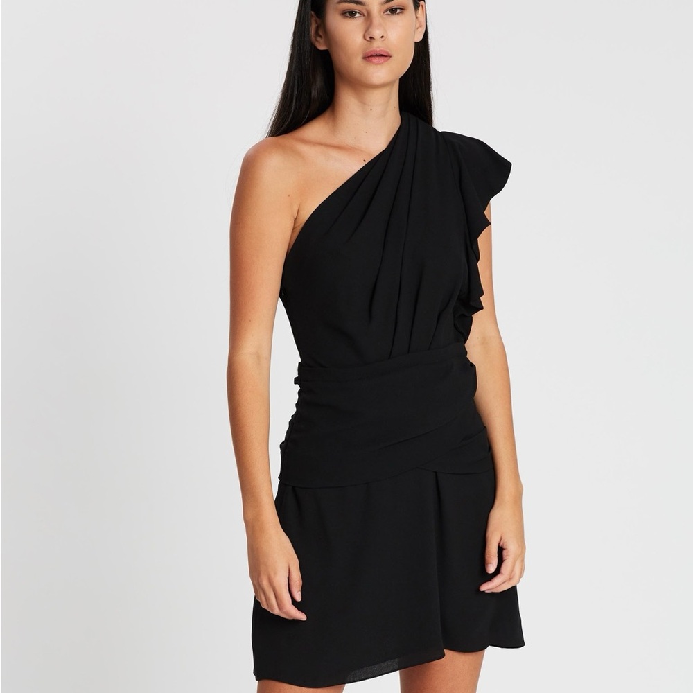 IRO PARIS Bonzac one shoulder black mini dress, US4